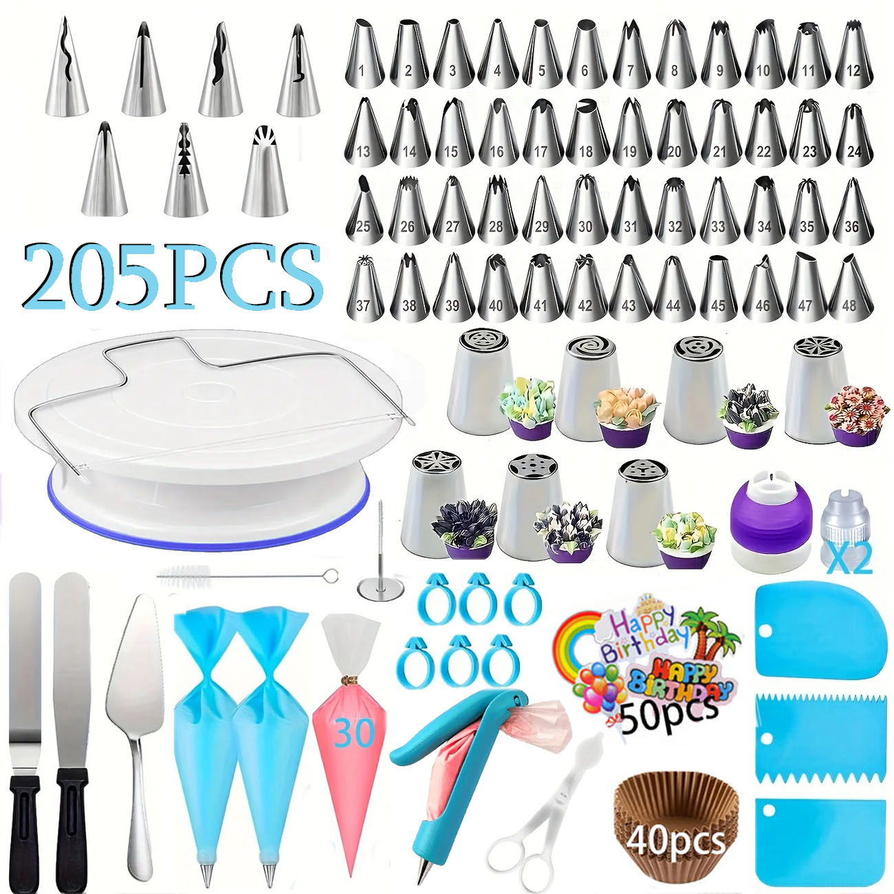 Fondant Smoother Set - Kit profissional de decoração de bolo,